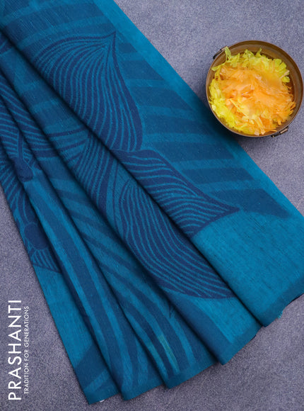 Banarasi semi matka silk saree cs blue and dark blue with allover thread weaves in borderless style