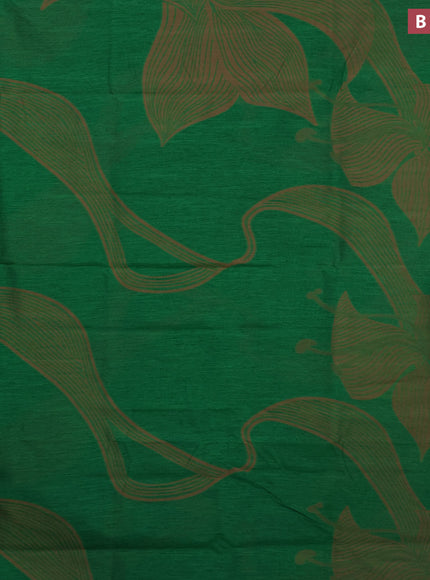 Banarasi semi matka silk saree green and brown with allover thread weaves in borderless style