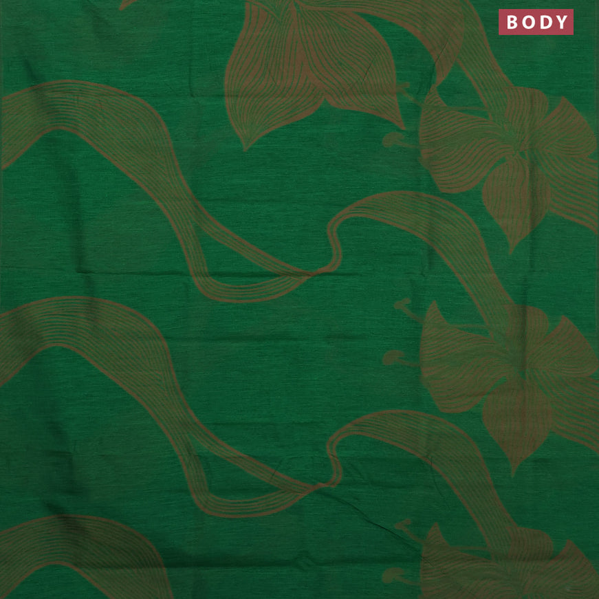 Banarasi semi matka silk saree green and brown with allover thread weaves in borderless style