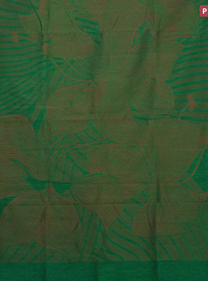 Banarasi semi matka silk saree green and brown with allover thread weaves in borderless style