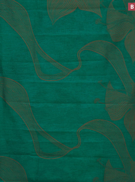 Banarasi semi matka silk saree green and brown with allover thread weaves in borderless style