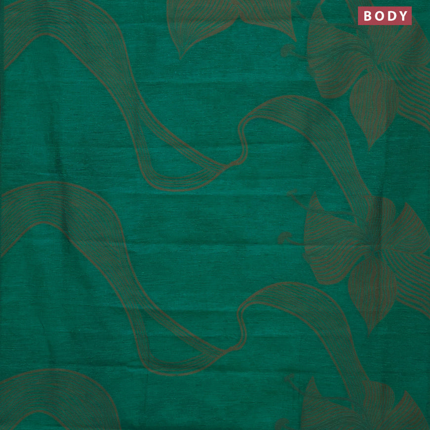 Banarasi semi matka silk saree green and brown with allover thread weaves in borderless style