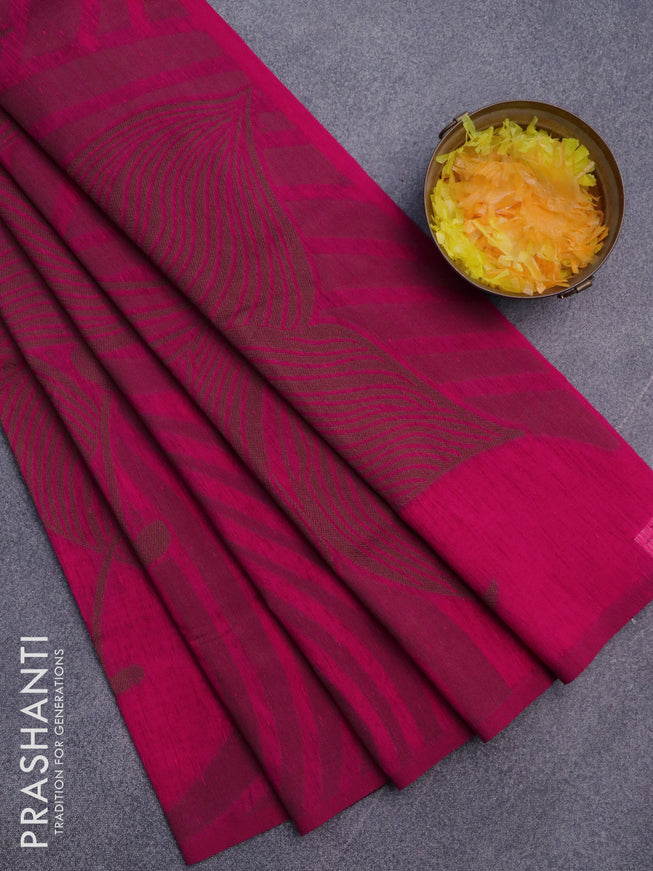 Banarasi semi matka silk saree pink and brown with allover thread weaves in borderless style