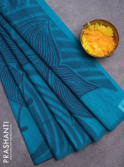 Banarasi semi matka silk saree cs blue and dark blue with allover thread weaves in borderless style