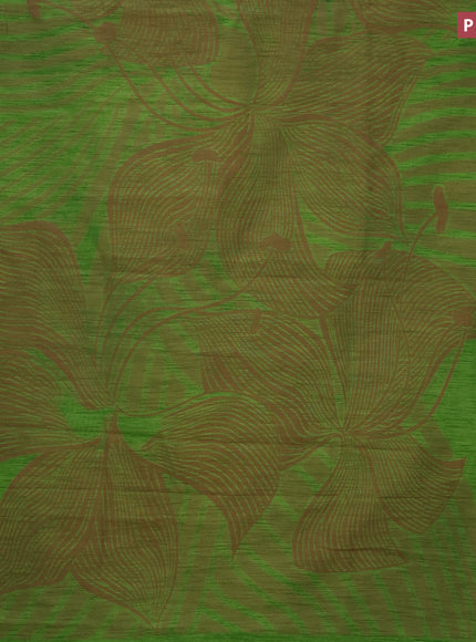 Banarasi semi matka silk saree light green and brown with allover thread weaves in borderless style