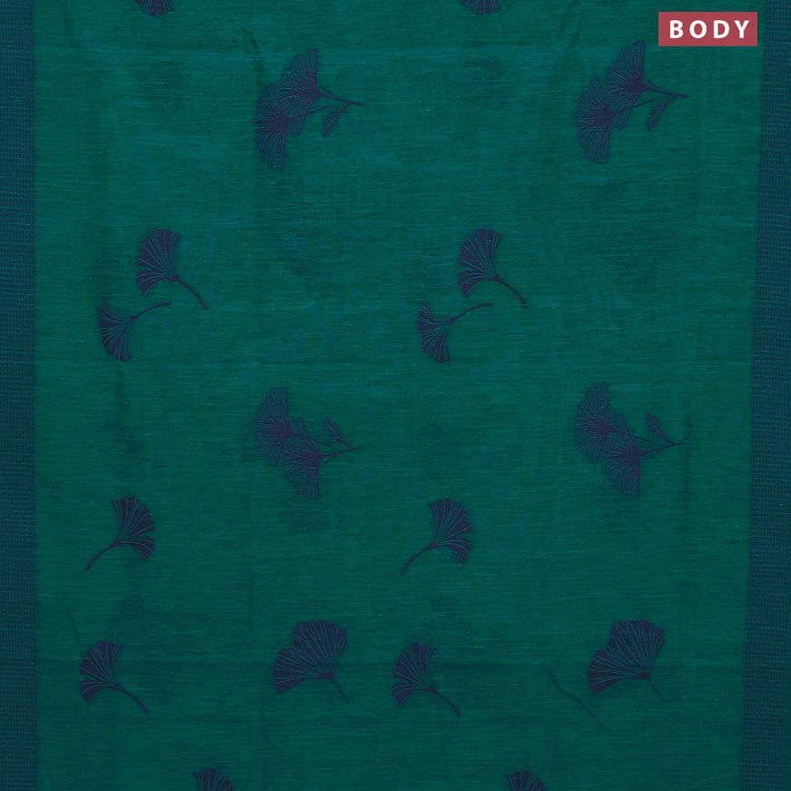 Banarasi semi matka silk saree teal green with thread woven buttas and thread woven border