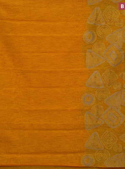 Banarasi semi matka silk saree mustard yellow with zari weaves in borderless style