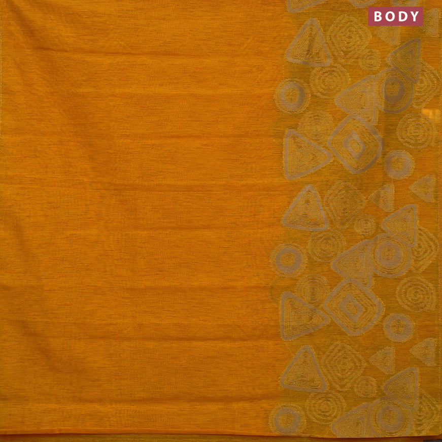 Banarasi semi matka silk saree mustard yellow with zari weaves in borderless style