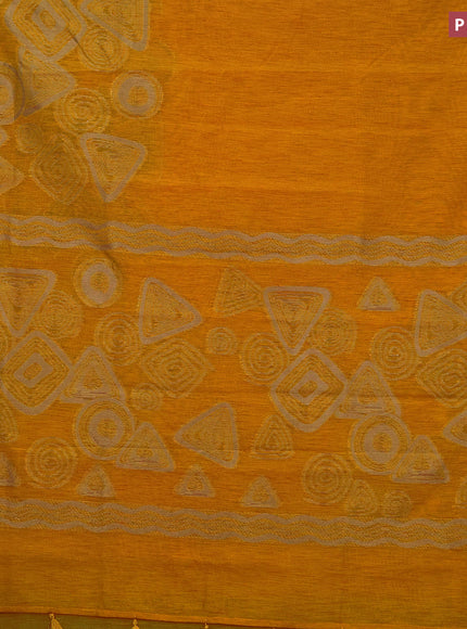 Banarasi semi matka silk saree mustard yellow with zari weaves in borderless style