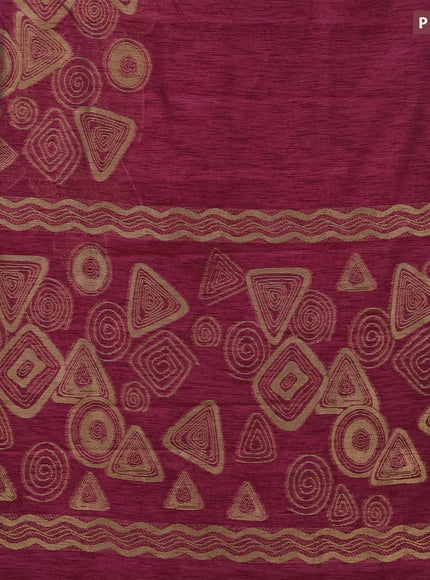 Banarasi semi matka silk saree dark pink with zari weaves in borderless style