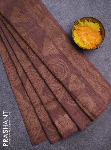 Banarasi semi matka silk saree brown with zari weaves in borderless style