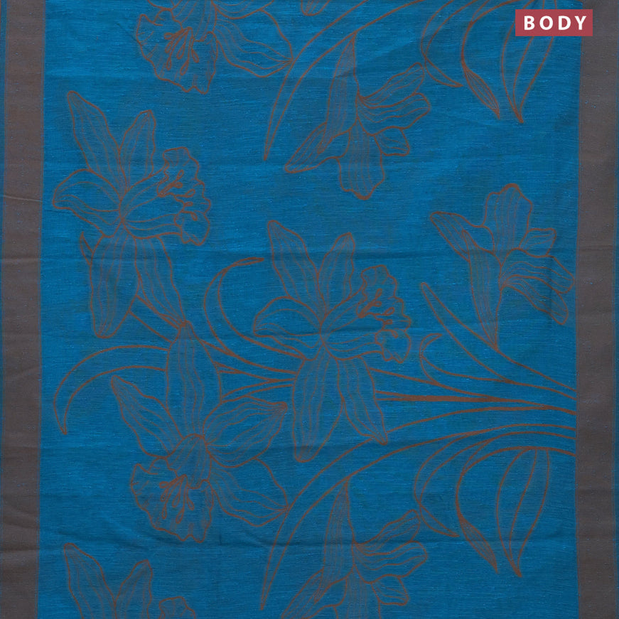 Banarasi semi matka silk saree cs blue and brown with allover thread weaves and woven border