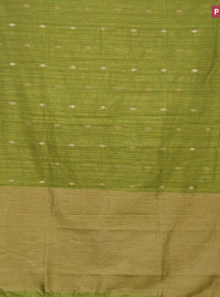 Banarasi semi matka silk saree lime green with zari woven buttas and temple design zari woven border