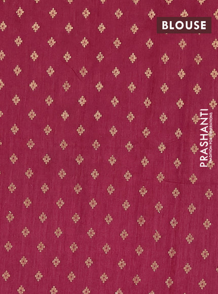 Banarasi semi matka silk saree wine shade with zari woven buttas and temple design zari woven border