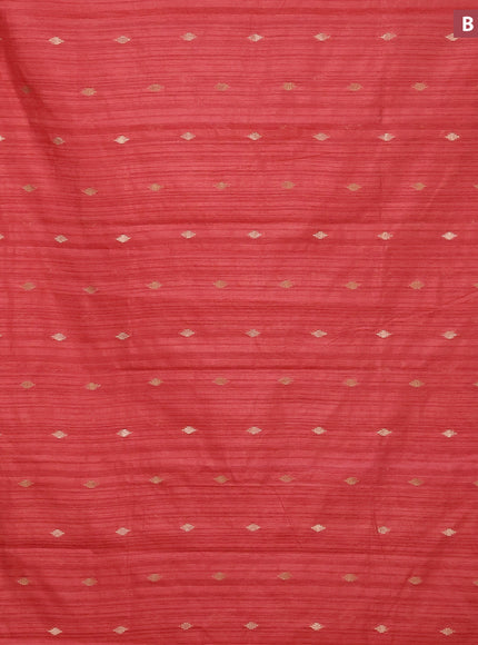 Banarasi semi matka silk saree rust shade with zari woven buttas and temple design zari woven border