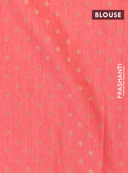 Banarasi semi matka silk saree rust shade with zari woven buttas and temple design zari woven border