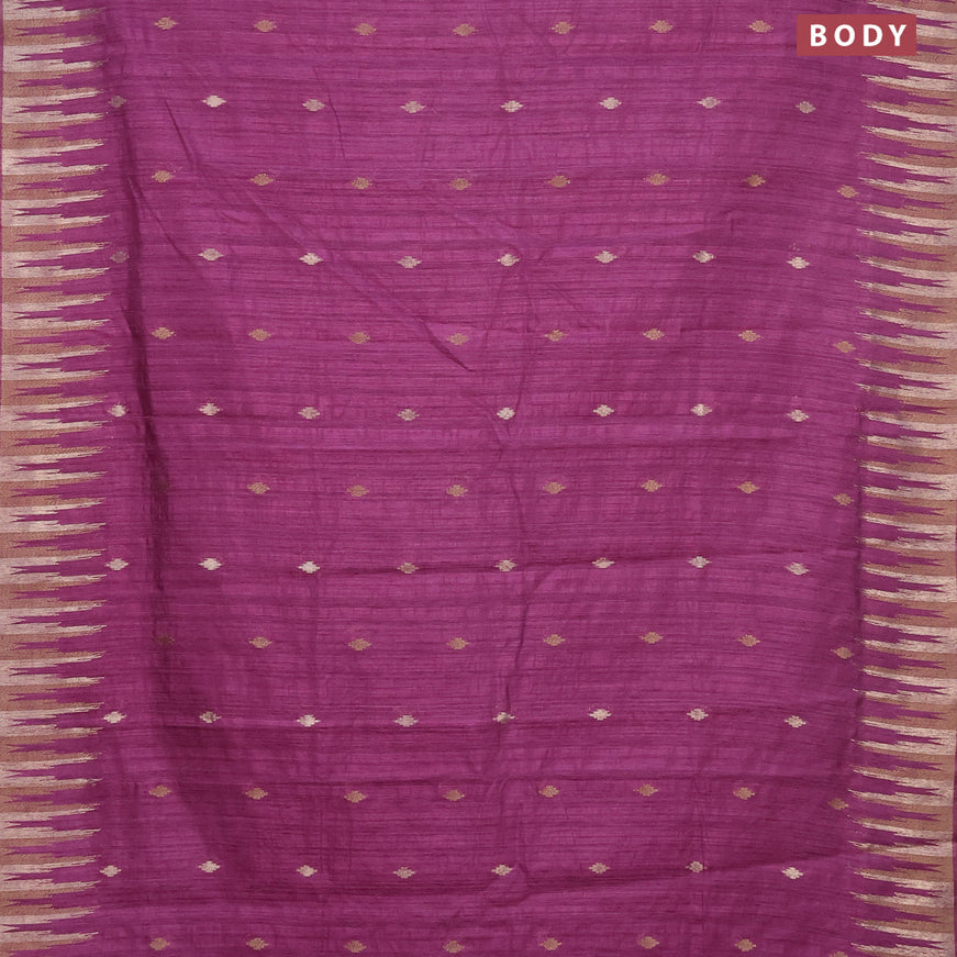 Banarasi semi matka silk saree purple shade with zari woven buttas and temple design zari woven border