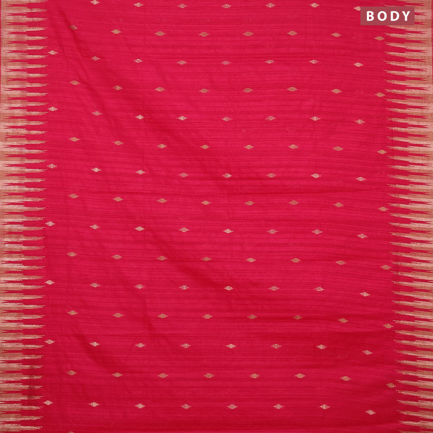 Banarasi semi matka silk saree pink with zari woven buttas and temple design zari woven border