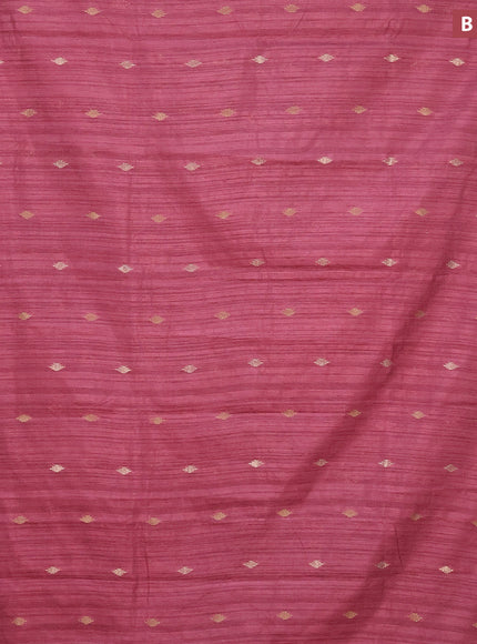 Banarasi semi matka silk saree onion pink with zari woven buttas and temple design zari woven border