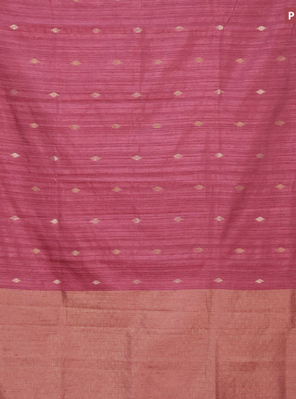 Banarasi semi matka silk saree onion pink with zari woven buttas and temple design zari woven border