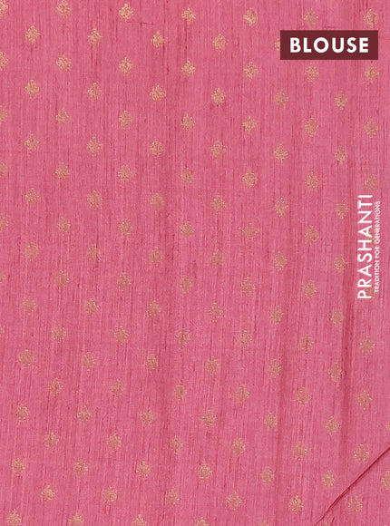 Banarasi semi matka silk saree onion pink with zari woven buttas and temple design zari woven border