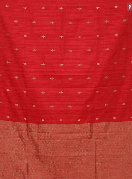 Banarasi semi matka silk saree red with zari woven buttas and temple design zari woven border