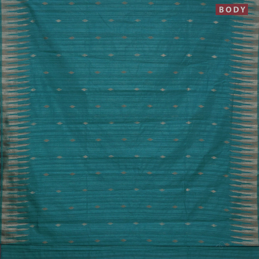 Banarasi semi matka silk saree light blue with zari woven buttas and temple design zari woven border