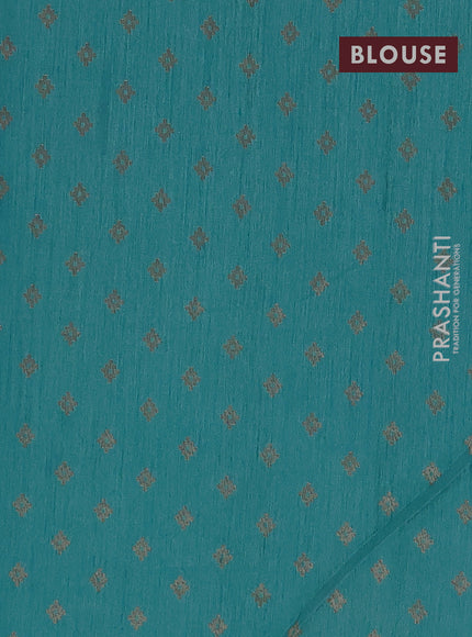 Banarasi semi matka silk saree light blue with zari woven buttas and temple design zari woven border