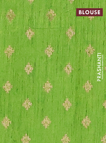 Banarasi semi matka silk saree lime green with zari woven buttas and temple design zari woven border