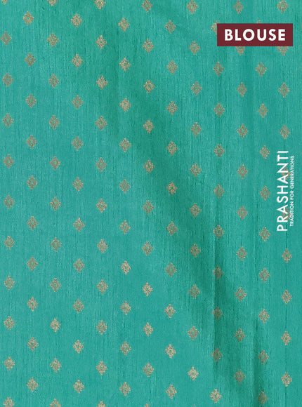 Banarasi semi matka silk saree teal green shade with zari woven buttas and temple design zari woven border