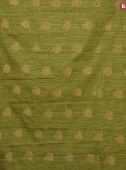 Banarasi semi matka silk saree mehendi green with zari woven buttas and zari woven border