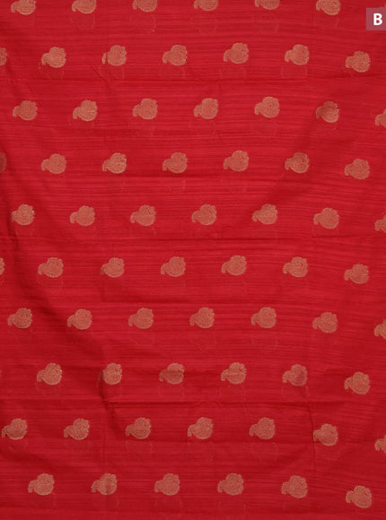 Banarasi semi matka silk saree red with zari woven buttas and zari woven border