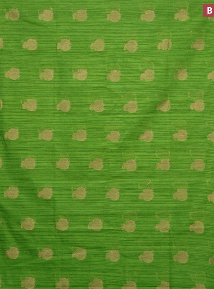 Banarasi semi matka silk saree light green with zari woven buttas and zari woven border