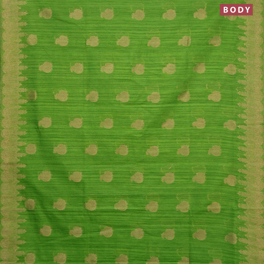 Banarasi semi matka silk saree light green with zari woven buttas and zari woven border