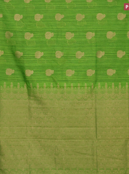 Banarasi semi matka silk saree light green with zari woven buttas and zari woven border