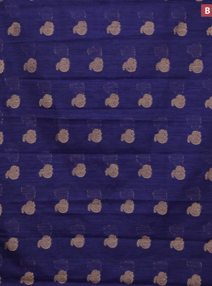 Banarasi semi matka silk saree navy blue with zari woven buttas and zari woven border