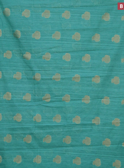 Banarasi semi matka silk saree teal green shade with zari woven buttas and zari woven border