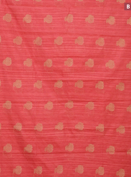 Banarasi semi matka silk saree peach shade with zari woven buttas and zari woven border