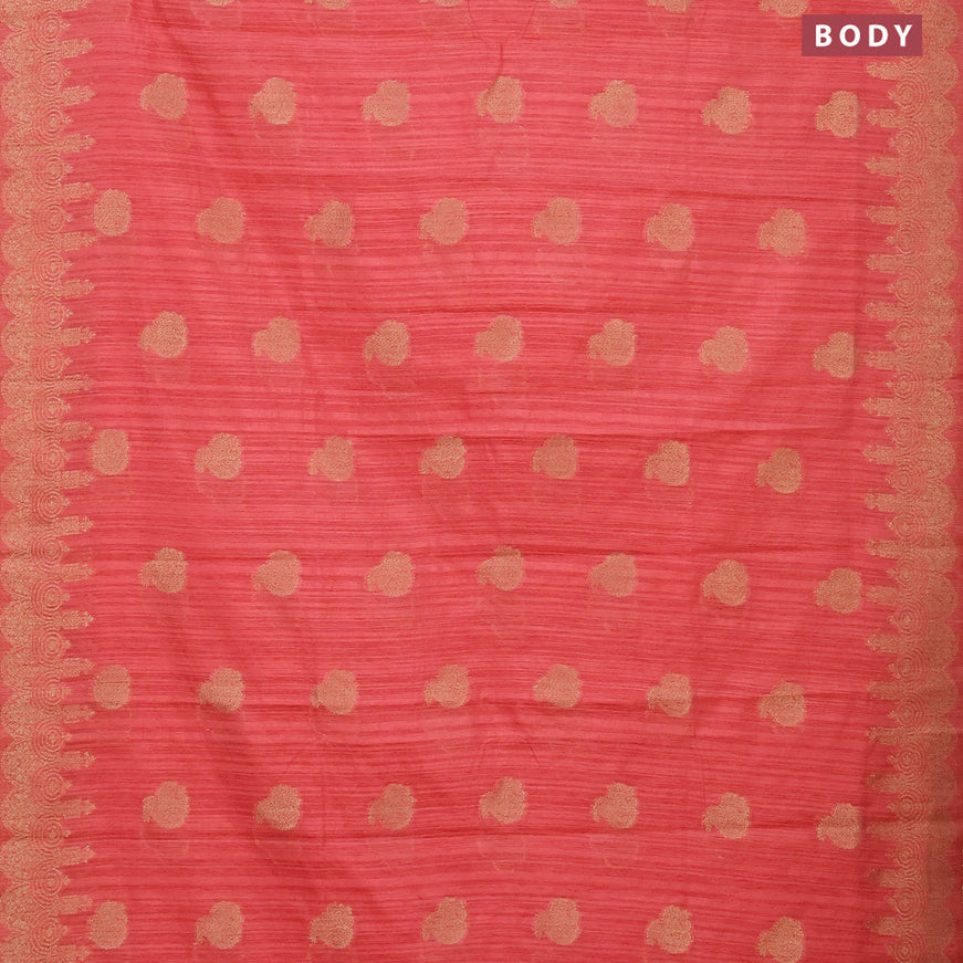 Banarasi semi matka silk saree peach shade with zari woven buttas and zari woven border