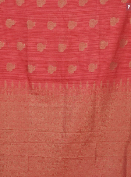 Banarasi semi matka silk saree peach shade with zari woven buttas and zari woven border