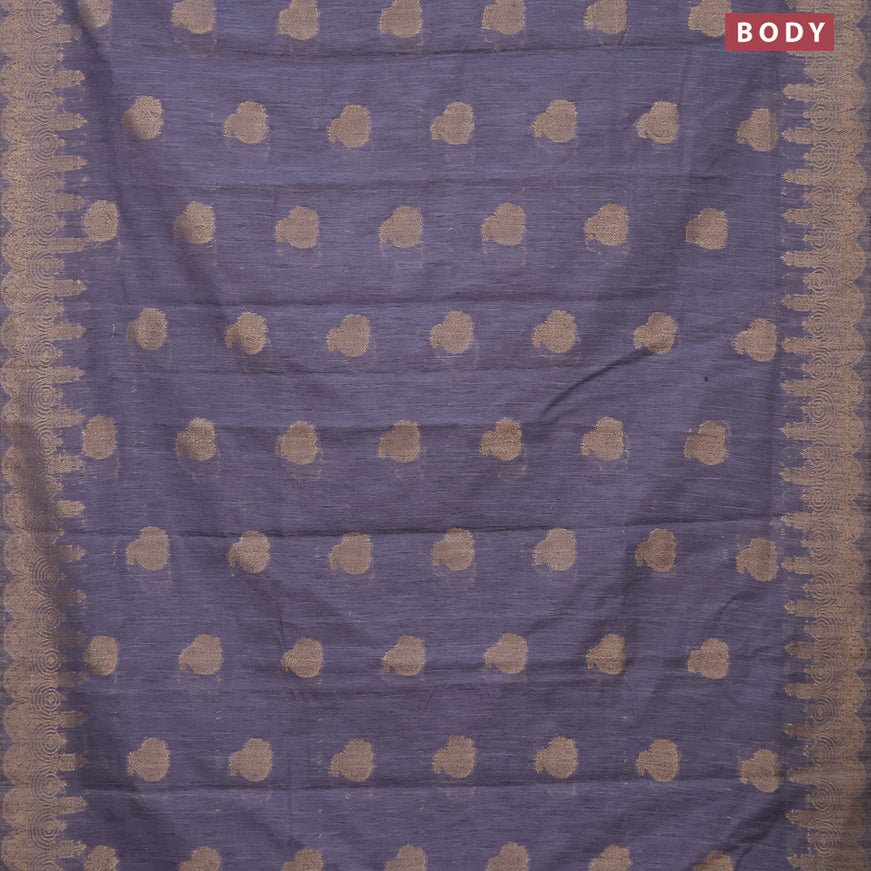 Banarasi semi matka silk saree grey with zari woven buttas and zari woven border