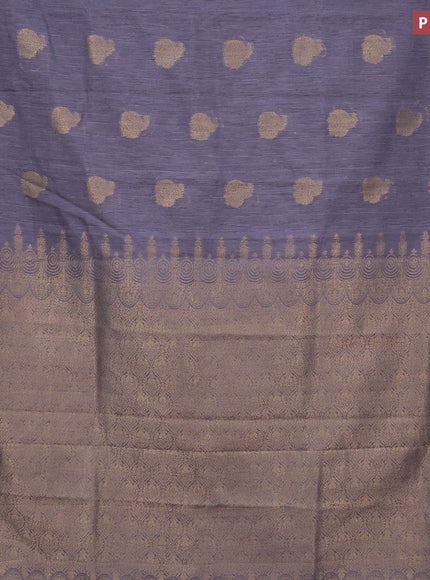 Banarasi semi matka silk saree grey with zari woven buttas and zari woven border