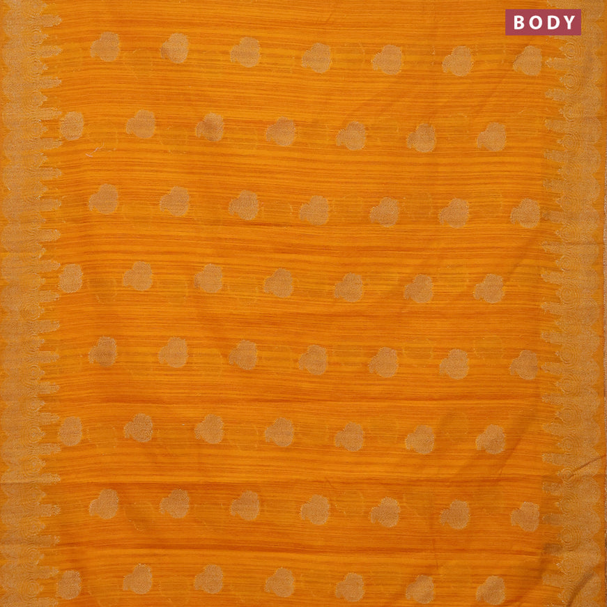 Banarasi semi matka silk saree mango yellow with zari woven buttas and zari woven border