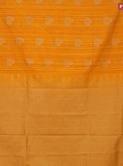 Banarasi semi matka silk saree mango yellow with zari woven buttas and zari woven border