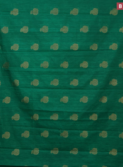 Banarasi semi matka silk saree green with zari woven buttas and zari woven border