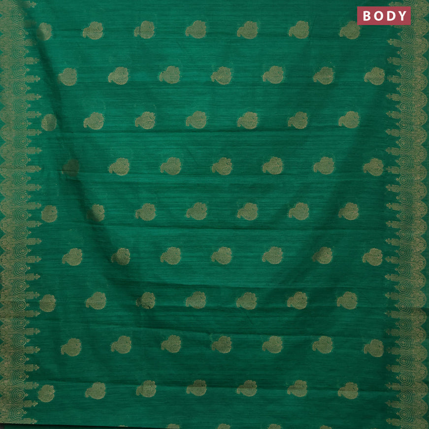 Banarasi semi matka silk saree green with zari woven buttas and zari woven border