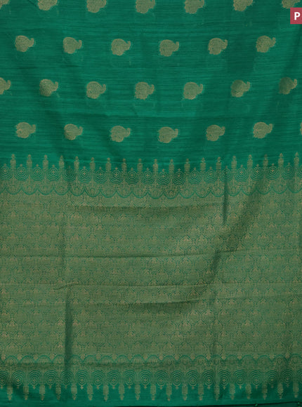 Banarasi semi matka silk saree green with zari woven buttas and zari woven border