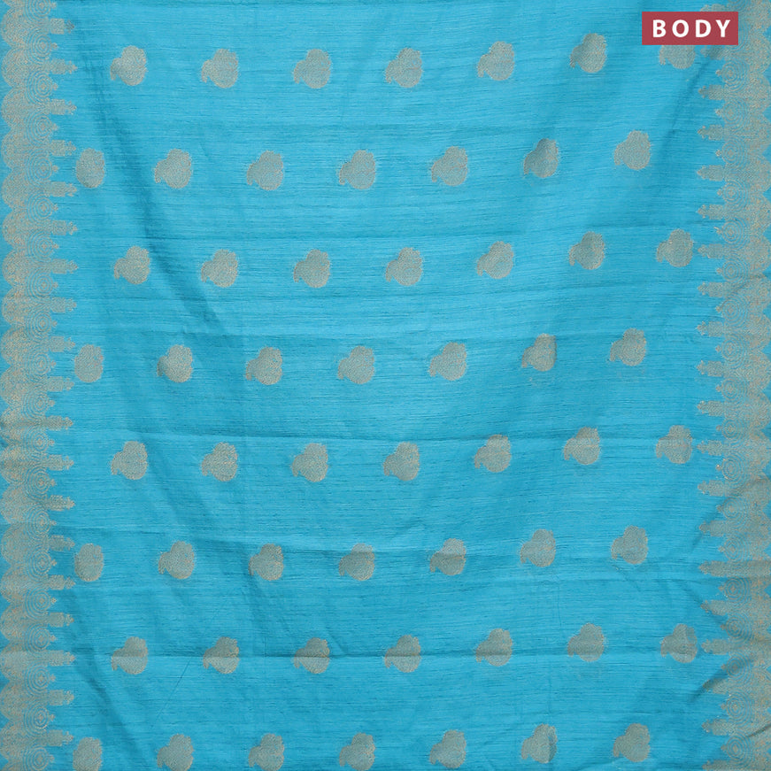 Banarasi semi matka silk saree light blue with zari woven buttas and zari woven border