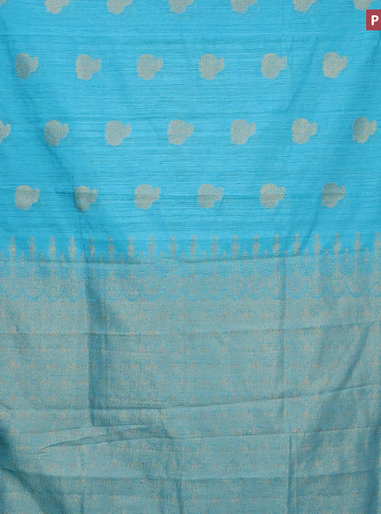 Banarasi semi matka silk saree light blue with zari woven buttas and zari woven border