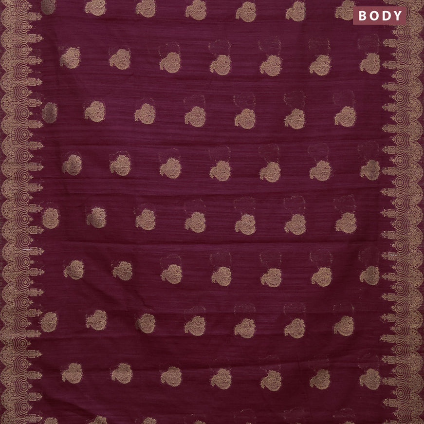 Banarasi semi matka silk saree wine shade with zari woven buttas and zari woven border